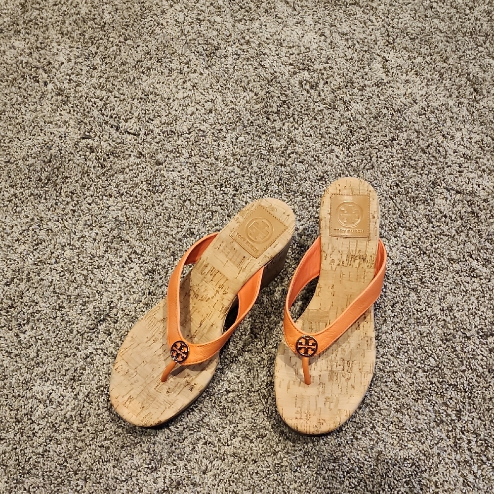 Tory Burch Orange Cork Sandals